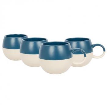 Dipped Stoneware Sphere Mugs Set - 340ml - Pack of 4 - Blue Glaze