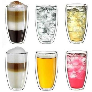 Creano doppelwandiges Thermoglas 250ml „DG-SH“, Doppelwandglas auch für kleine Hände geeignet, doppelwandige Kaffeegläser, Teegläser, Latte Gläser 6er Set