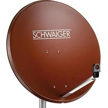 Schwaiger SPI996 80 cm Satellite Antenna - High Gain (38.50 dB) for DAB/DAB+ and FM/MW/LW, Brick Red Steel Reflector