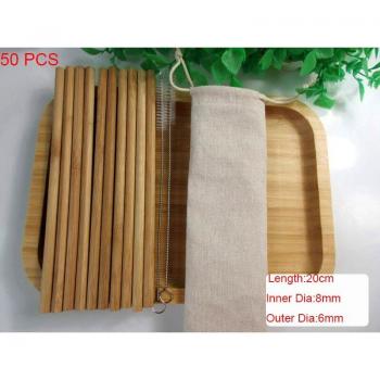 100pcs Eco-Friendly 20cm Carbonized Bamboo Reusable Smoothie and Coffee Straws