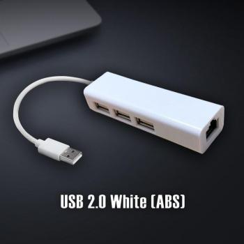 OFCCOM USB Hub 2.0 mit 3 Ports zu RJ45, 10/100Mbps LAN Netzwerk Ethernet Adapter für Laptop, Mac, iOS und Android
