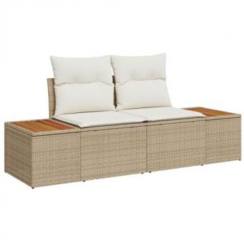 Divano da giardino 2 posti beige in rattan sintetico con cuscini 184 x 62 x 85 cm