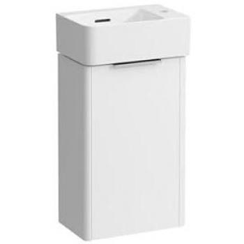 LAUFEN BASE Waschtischunterschrank 199x324mm, 1 Tür rechts, weiß glänzend, Aluminiumgriff
