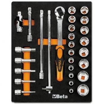 Jeu de 29 Douilles et Accessoires 1/2 Beta M82 en Plateau Souple pour Casiers à Roulettes