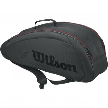 Wilson Fed Team 6 Pack Bolsa para Raquetas de Tenis, Unisex Adulto, Negro / Rojo