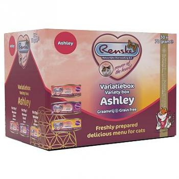 Renske Graanvrij Kattenvoer Variatiebox Ashley 30 x 70 gr - Zalm, Eend, Kip