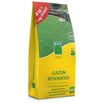 Gazon Rénovation BHS 4Kg +25% - Regarnissage avec Engrais pour 250m²