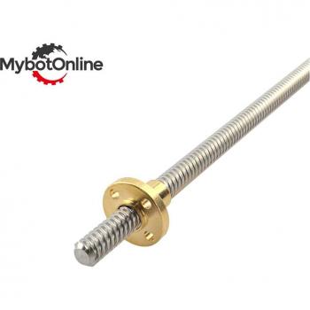 T8 Lead Screw with Brass Nut for CNC 3D Printers - Available in 100mm to 500mm Lengths