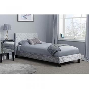 Birlea Berlin Bed, Crushed Velvet, Steel, Single
