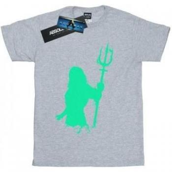 DC Comics Men's Aquaman Aqua Silhouette T-Shirt - Characteristics: Short sleeves, crew neck, graphic print of Aquaman silhouette, made from soft cotton blend fabric, available in various sizes