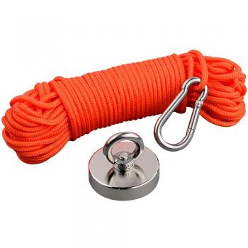 Mutuactor Fishing Magnets150KG Force de traction puissante, aimants puissants au néodyme N52 avec corde durable de 20 m, aimant de récupération pour récupération et récupération magnétique