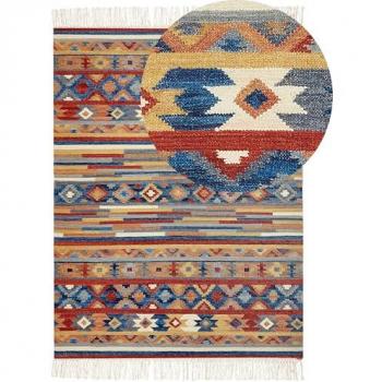 Multicolor Wolle Teppich 200 x 300 cm Handgewebt Western Motiv