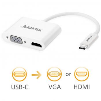 JYDMIX USB-C a VGA HDMI, Adaptador USB C Multipuerto Digital AV para Computadoras Portátiles USB-C y Teléfonos Inteligentes con Modo Alt DP