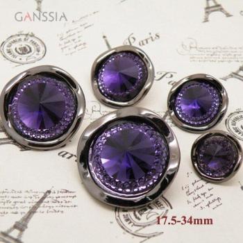 Purple Rhinestone Resin Shank Buttons Set of 10 for Garment Sewing Accessories (SS-4828)