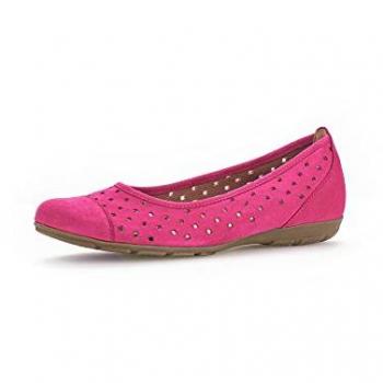 Gabor Vrouwelijke Rimpel Casual Schoenen met Perforaties - Roze Suède - Maat 3.5