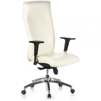 hjh OFFICE 600010 Chefsessel Murano 20 Leder Weiß Bürostuhl, hohe Rückenlehne, verstellbare Armlehnen