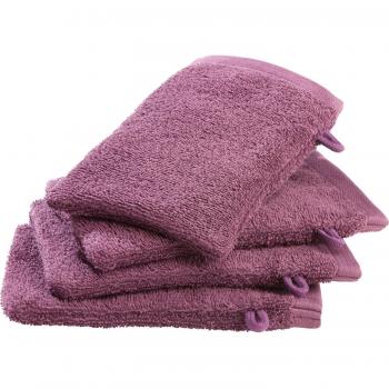 Erwin Müller Waschhandschuh-Set 4er-Pack - Ludwigsburg - 100% Baumwolle - Beere Größe 15x21 cm - kuschelweich, saugstark, voluminös - praktisch durch Schlaufe