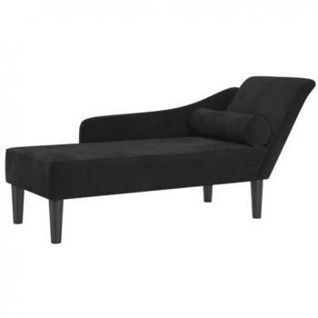 Black Velvet Chaise Lounge with Cushions