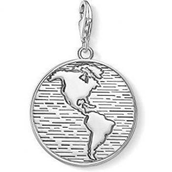 THOMAS SABO Unisex Charm-Anhänger Coin Welt 925er Sterlingsilber, Geschwärzt 1713-637-21