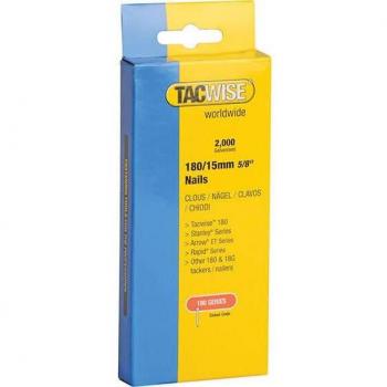 Tacwise 18 Gauge 15mm Galvanised Brad Nails, Pack of 2000
