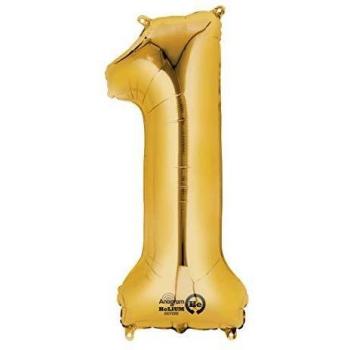 amscan Folienballon 1 Gold, 27 x 66 cm