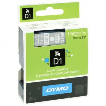 Dymo Schriftband 45810 19mm/7m weiß auf transparent