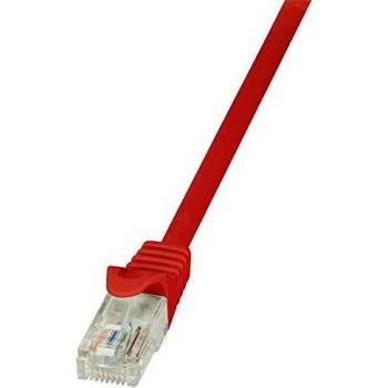 LogiLink CP1014U RJ45 Netzwerkkabel, Patchkabel CAT 5e U/UTP 25.00cm Rot mit Rastnasenschutz, 10 Stück