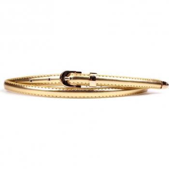 Leopard Print Thin Women's Belt with Metal Buckle - Imitation Leather Waistband for Dresses and Sweaters