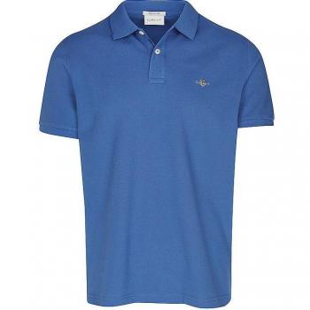 Polo Gant Regular Fit à Manches Courtes avec Logo Shield - Bleu Rich (M)