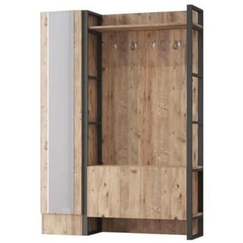 Meuble d'entrée contemporain en bois blanc avec miroir et porte à gauche Alberka