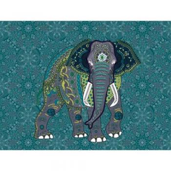 Mandala Elefant Fototapete 371x280cm - Türkis