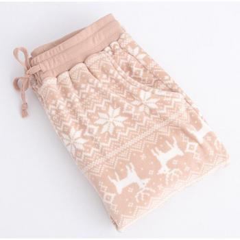 Winter Fleece Warme Damen Schlafanzughosen mit Print Flanell Zuhause Nachtwäsche Hosen