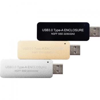 WBTUO LM-741U USB 3.0 Type-A to M.2 SSD Enclosure Case for 2230/2242 NGFF B-Key SATA (No Cable)