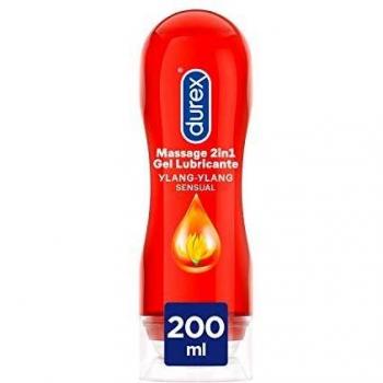 Durex Lubrificante Massagem Sensual Ylang Ylang 2 in 1 200ml - Tipo: Lubrificante e óleo de massagem; Características: Fórmula com extrato de ylang ylang, textura suave
