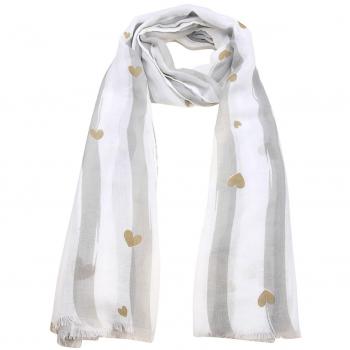 Leslii Damen-Schal Herz-Streifen Polyester 187cm x 78cm 900116042