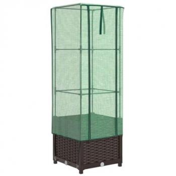 vidaXL Raised Bed with Greenhouse Cover Rattan Look 40x40x139 cm