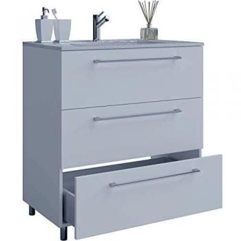 Set mobili da bagno Schubo 60 cm con lavabo e 3 cassetti, bianco