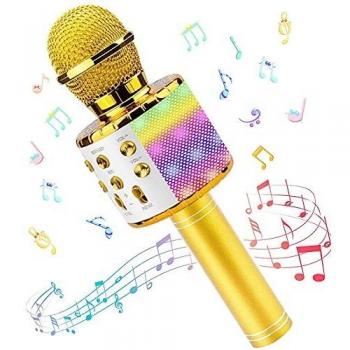 Karaoke Mikrofon, Drahtloses Bluetooth Mikrofon für Kinder, LED Dynamische Mikrofone, Geschenke für Teenager Mädchen Jungen, Tragbares Zuhause KTV Microphone Party Lautsprecher für Smartphone PC