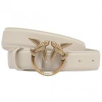 PINKO Women's Elegant Leather Belt LOVE BERRY H3 100125 A0F1 Beige Size S
