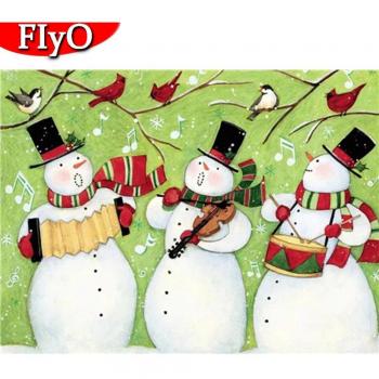 Kit de Pintura de Diamante Pájaro con Bordado Completo en Cuadrado - Decoración Navideña de Muñeco de Nieve, Mosaico Invierno (20X30CM)