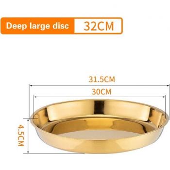 Thickened Stainless Steel Deep Plate Set with Gold Finish for Restaurants