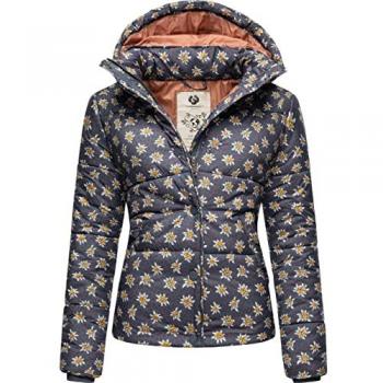 RAGWEAR Damen Steppjacke Relive Remake aus recyceltem Polyester, cropped, blau, Gr. XS