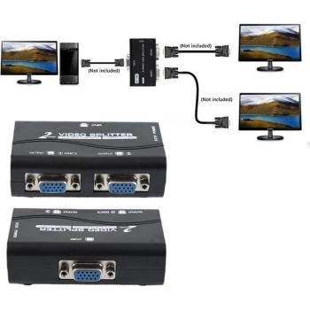 VGA Video Splitter Adapter with USB Cable for 1 PC to 2 Monitors (1 to 2 Screen Duplicator)