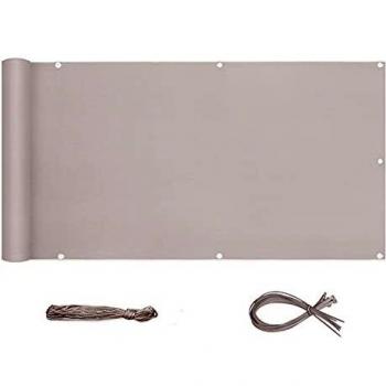 Brise-Vue pour Balcon Opaque en Polyester Taupe 90x500 cm Résistant aux Intempéries