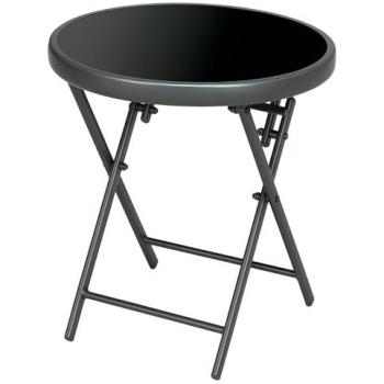 Outsunny runder klappbarer Glas-Gartentisch 45 x 45 x 50 cm, Schwarz