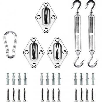 Kit de matériel pour installation de voiles d'ombre rectangulaires - 30 pièces, résistant, 5 pouces pour patio et jardin