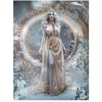 Pintura Diamante Elfo Hada Ángel Completa Redonda con Strass, Bordado Mosaico Decoración para el Hogar 20X30CM