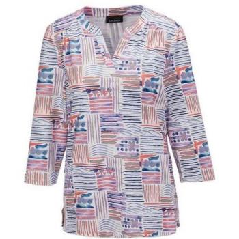 Tunique imprimée à col droit - bleu / lilas / rosé / à motifs - Gr. 24 de Goldner Fashion