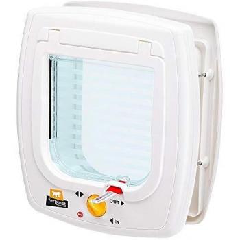 Ferplast Porte pour Petits Chiens et Chats Swing 5 Chatière, Porte Basculante, Installation Universelle, entrée et Sortie Controlées à 4 Positions, Tunnel Partiel 22,5 X 9,6 X H 25,2 Blanche