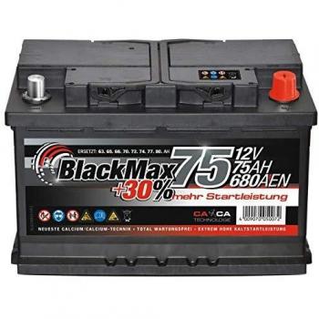 Autobatterie 12V 75Ah 680A BlackMax PKW Batterie ersetzt 65Ah 70Ah 72Ah 74Ah